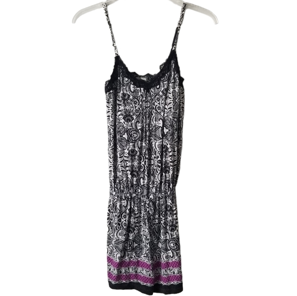 Soma Black and White Paisley Printed Sleep Romper Size S